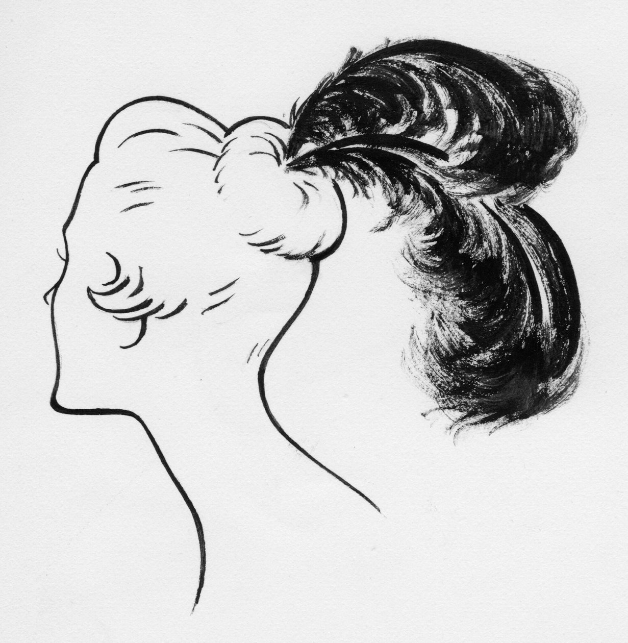 Vrouw met struisvogelveren, ca. 1950 door Shirley Markham