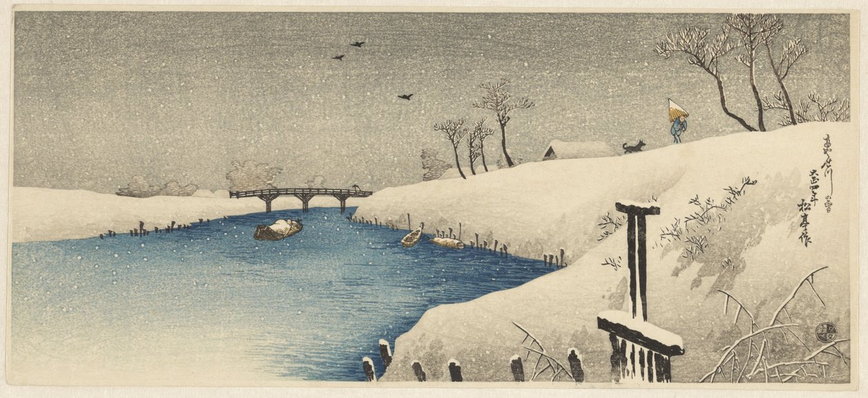 Sneeuw op de Ayase-rivier door Shōtei Takahashi