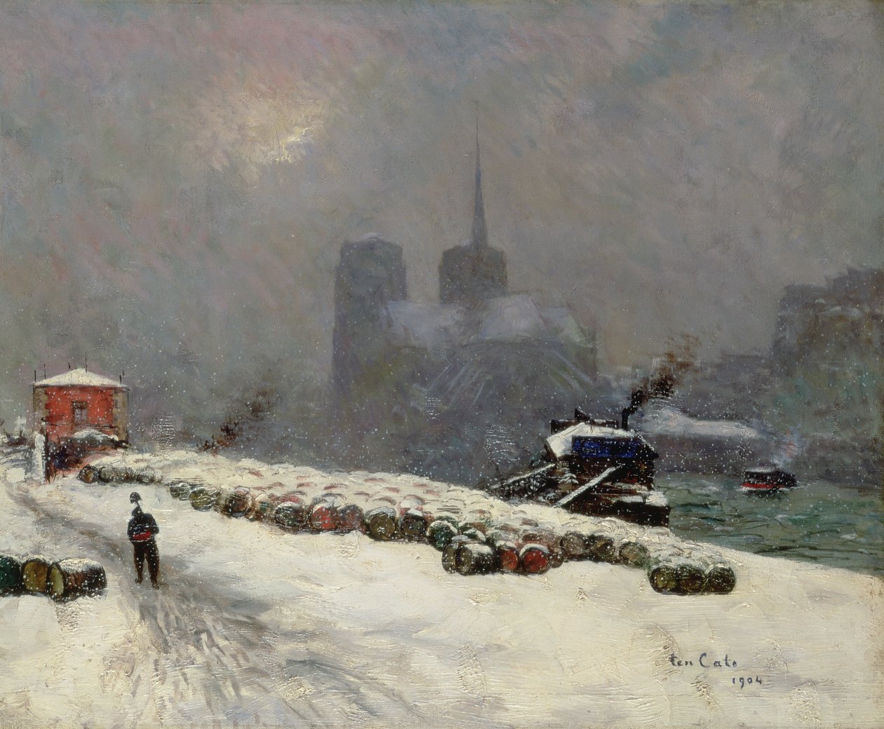 Notre Dame in de sneeuw, 1904 door Siebe Johannes Ten Kate