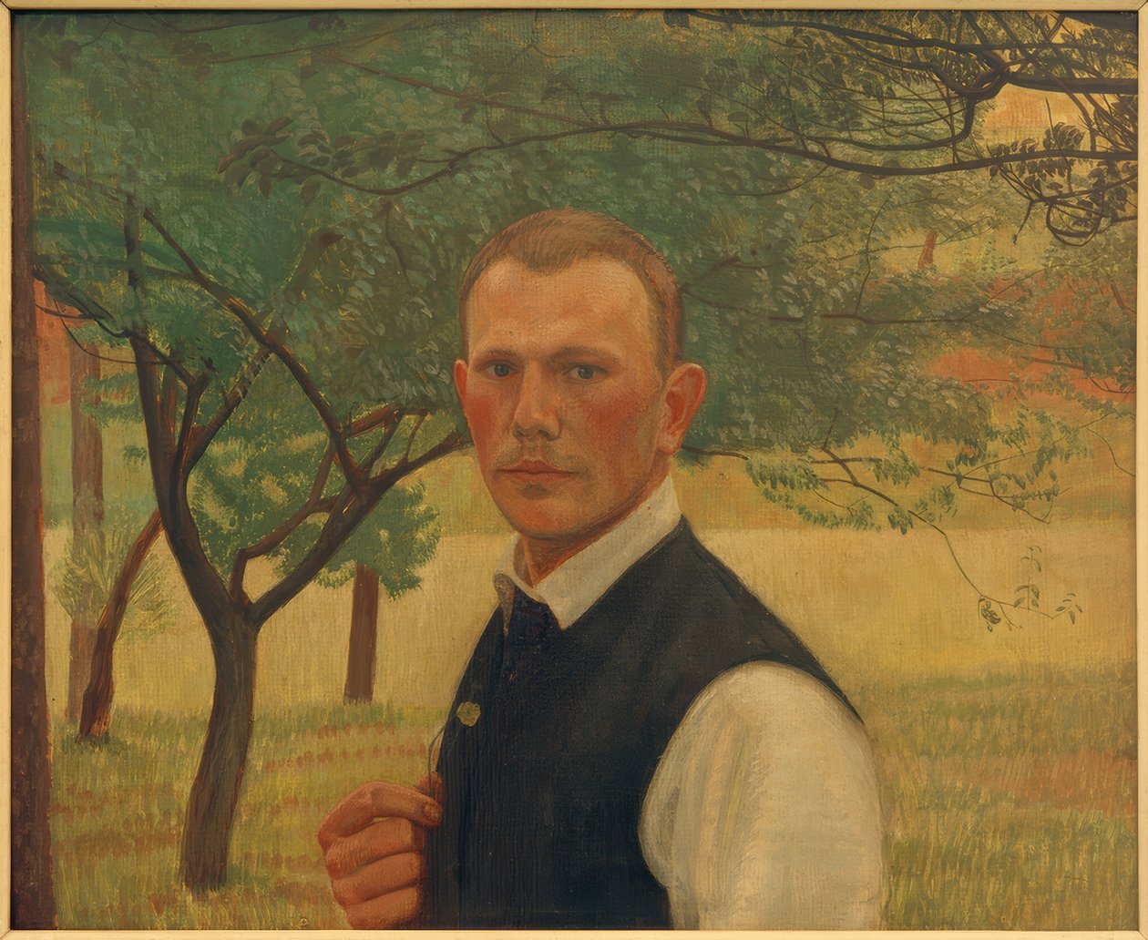 Zelfportret in het groen door Siegfried von Leth
