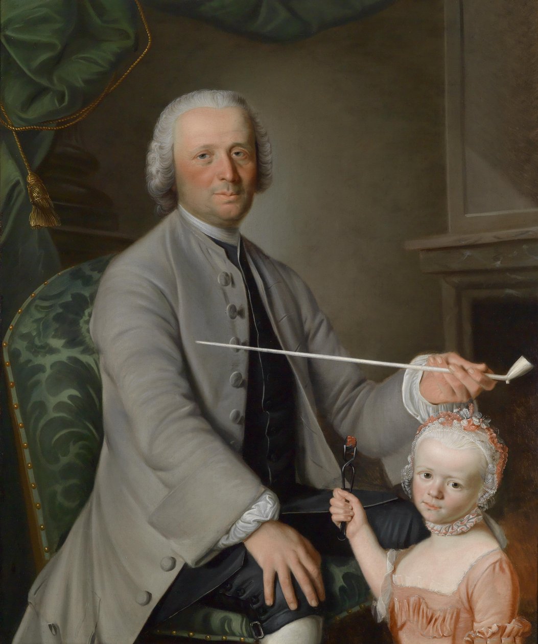 Portret van een vader met zijn dochter door Sigmund Barth