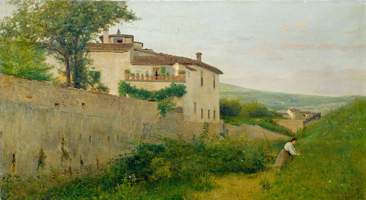Een uitzicht in Piagentina door Silvestro Lega
