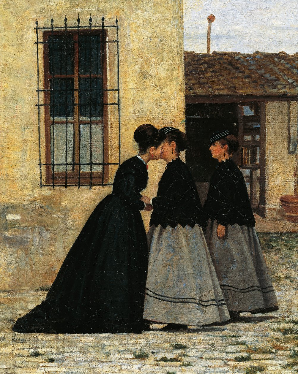 Het bezoek (detail) door Silvestro Lega