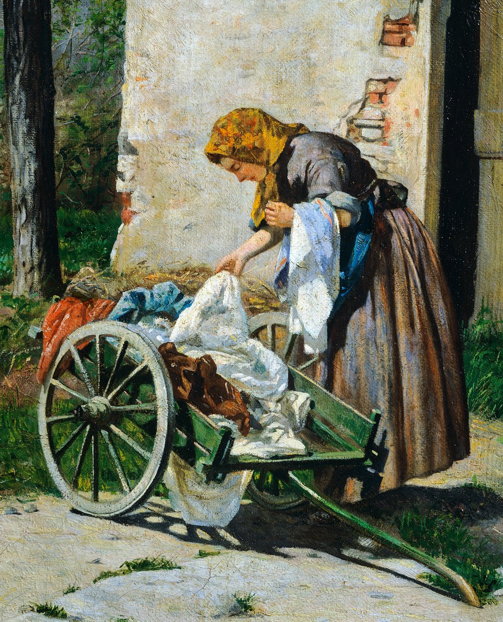 Wasvrouwen bij Florence door Silvestro Lega
