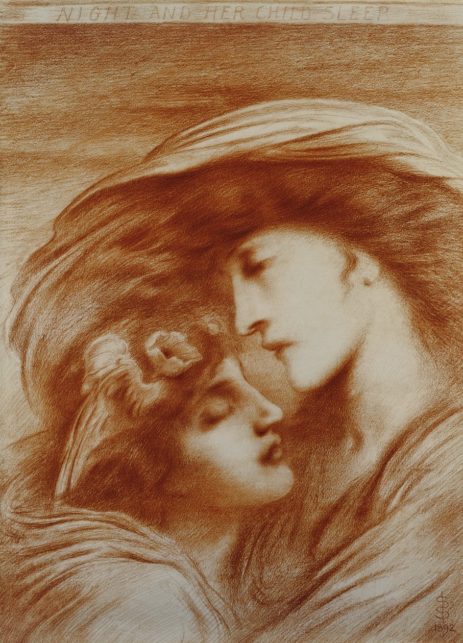 Nacht en Haar Kind Slaap door Simeon Solomon