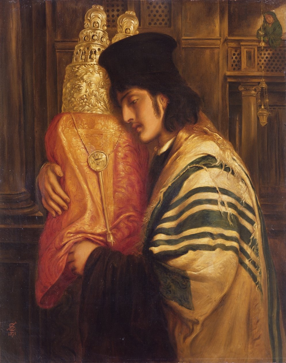 Jonge rabbi met de Thora door Simeon Solomon