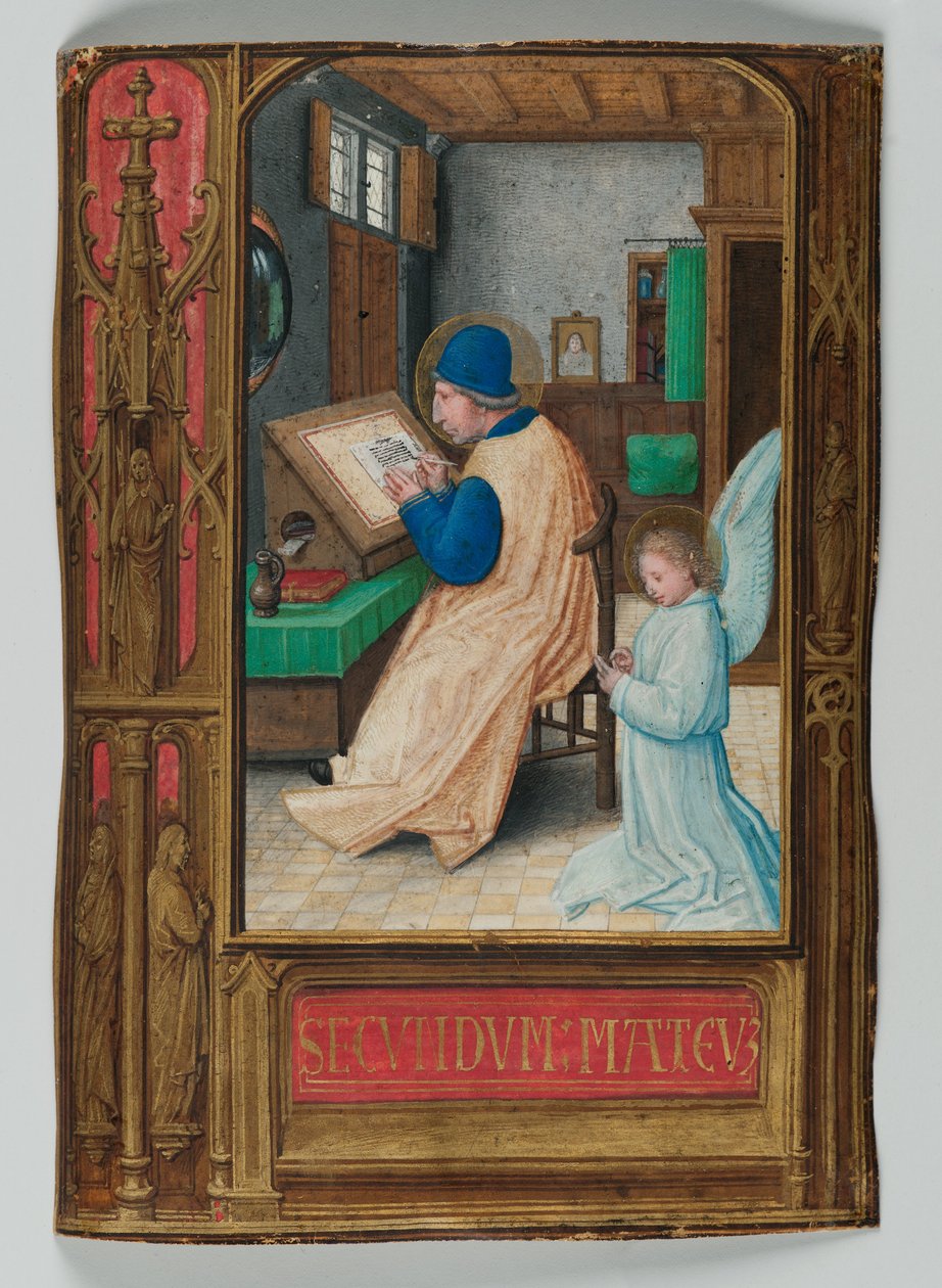 St. Matteüs schrijft met de engel, 1521 door Simon Bening