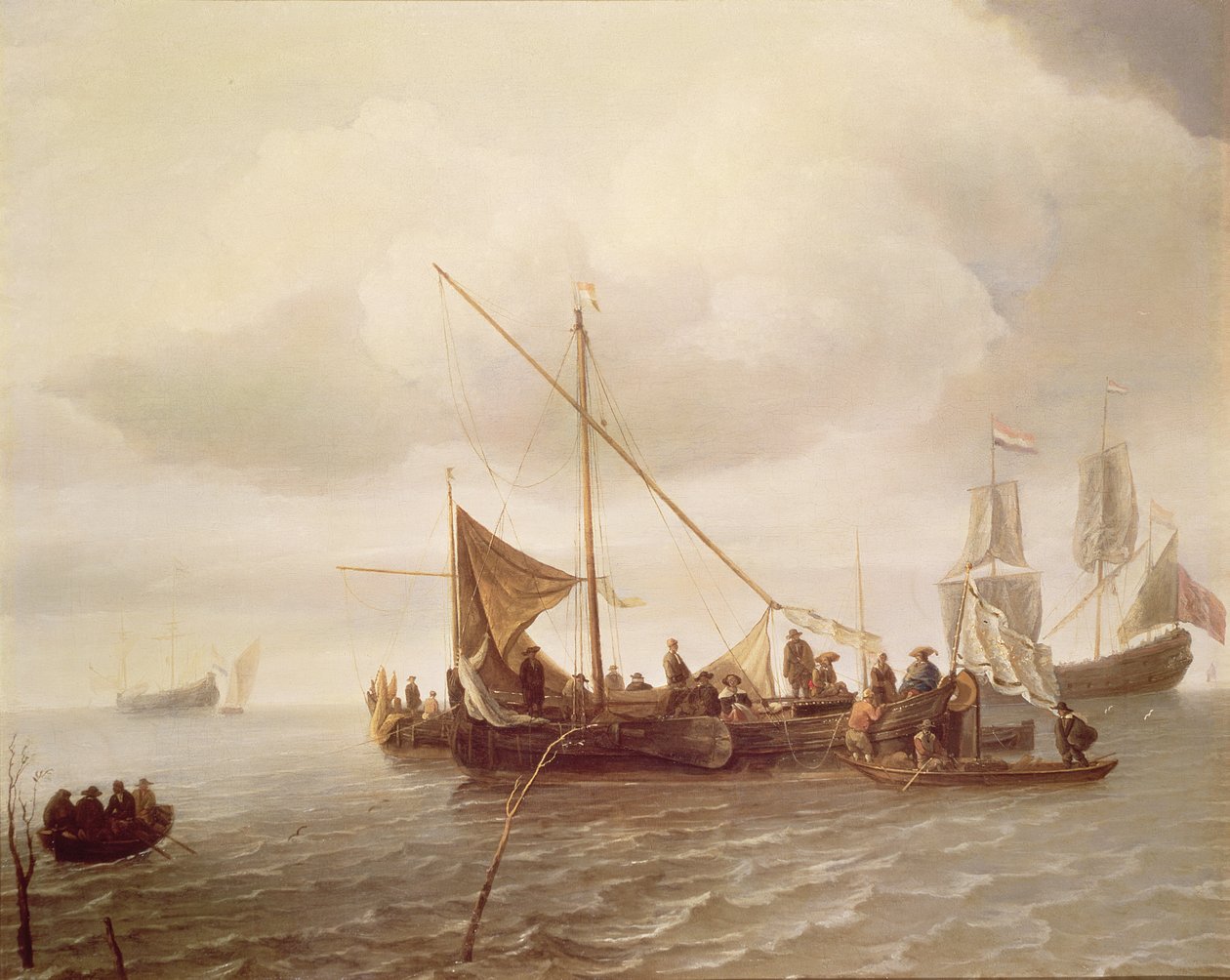 Scheepvaartscène, 17e eeuw door Simon de Vlieger