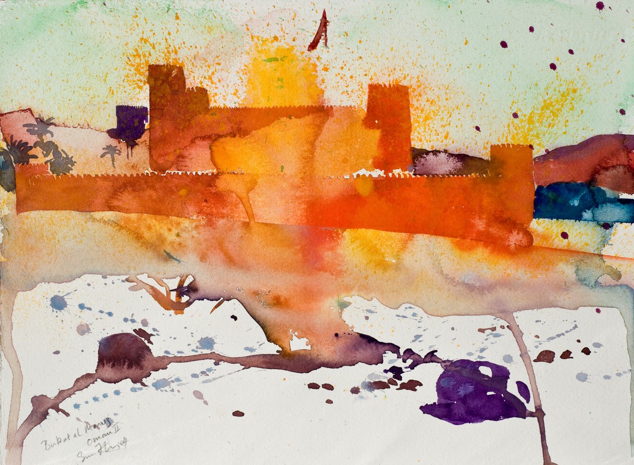 Birkat al Marez, Oman II, 2004 (aquarel) door Simon Fletcher
