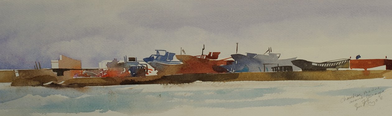 Chantier marine 2008 (aquarel) door Simon Fletcher