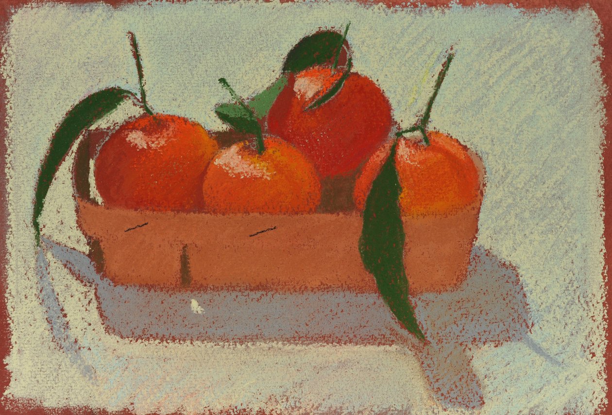 Kerstmandarijnen, 2015 (pastel op papier) door Simon Fletcher