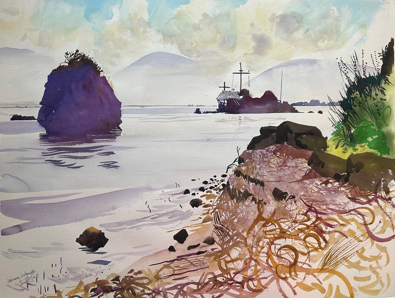 Ionische Eilanden, 2008 (aquarel) door Simon Fletcher