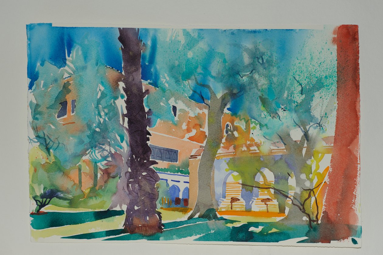 Mamounia Terras, 2010 (aquarel op papier) door Simon Fletcher