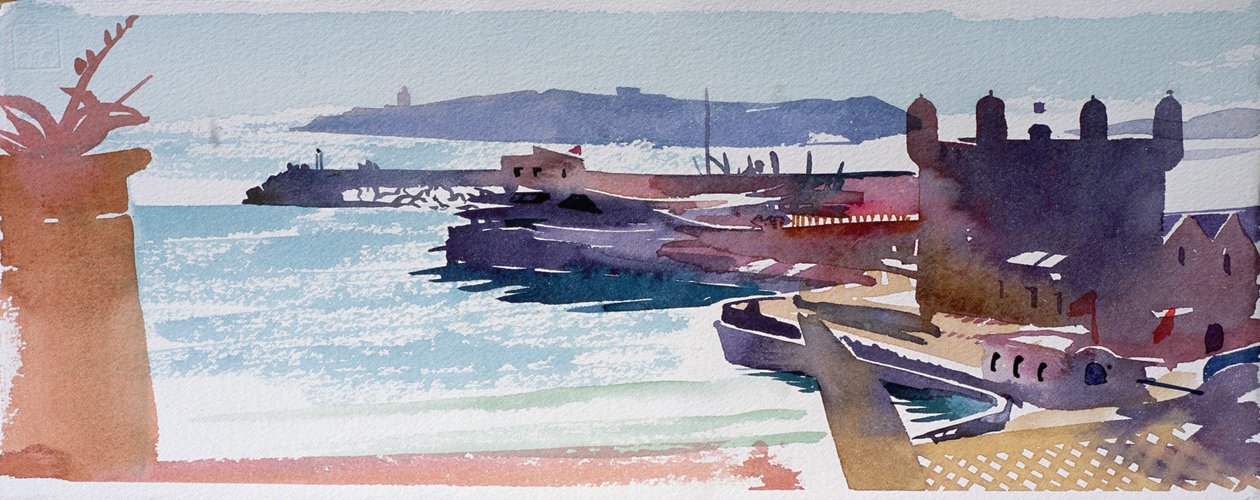Mogador (aquarel op papier) door Simon Fletcher