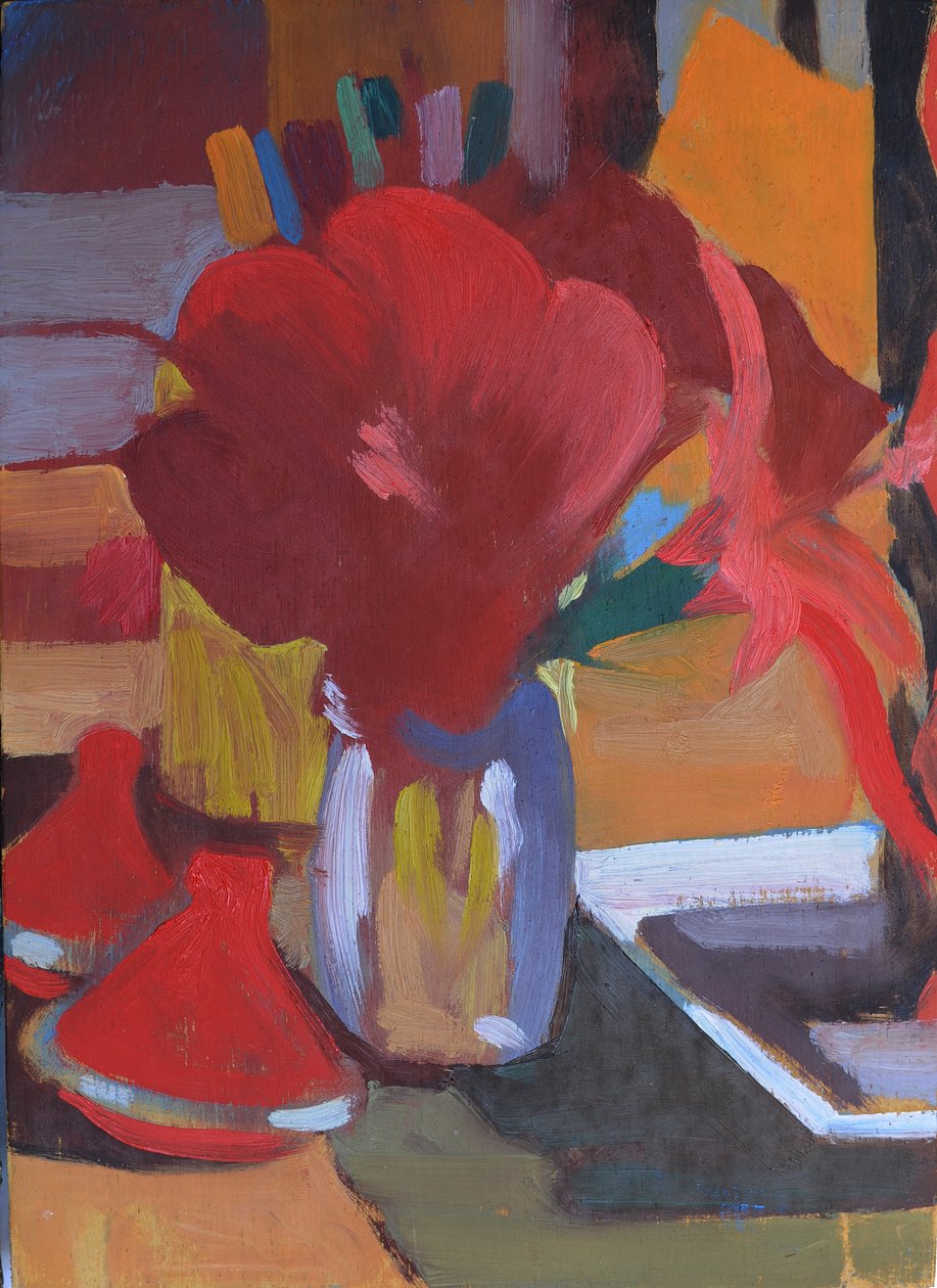 Marokkaans rood, 2014 (olieverf op board) door Simon Fletcher