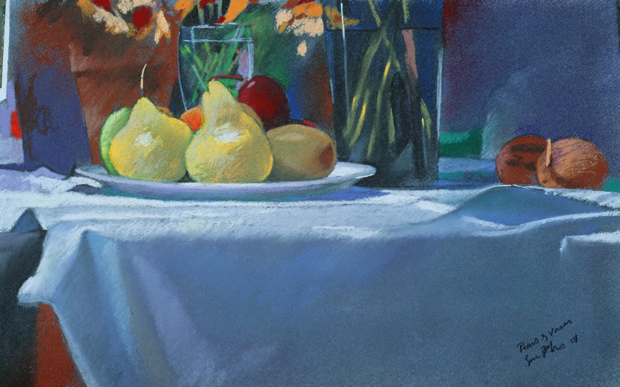 Peren en vazen, 2004 (pastel) door Simon Fletcher
