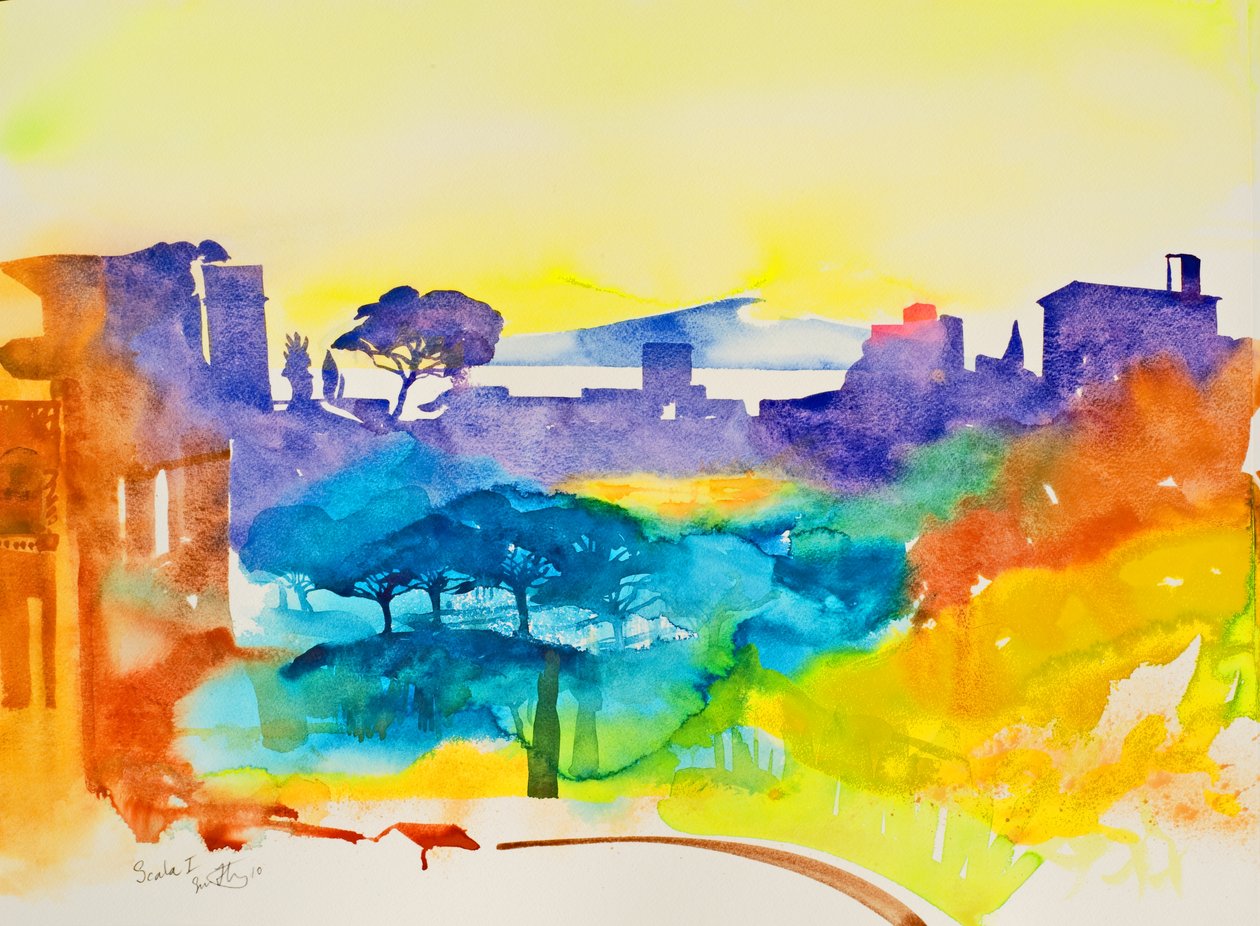 Scala I (aquarel op papier) door Simon Fletcher