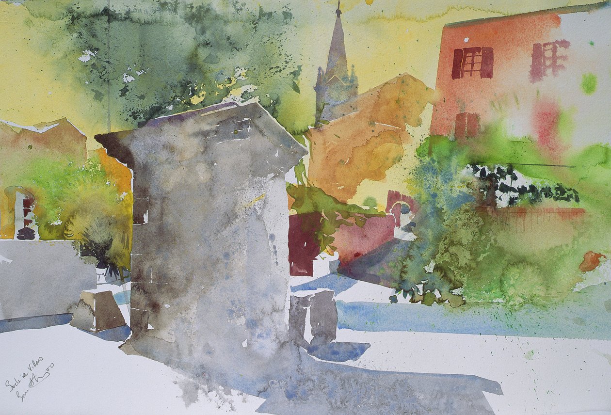 Socle a Villars, Frankrijk, 2003 (aquarel) door Simon Fletcher