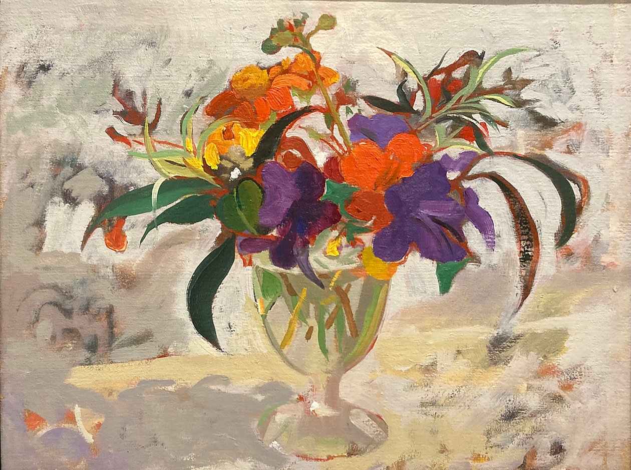 Streptocarpus  geranium (olieverfschilderij) door Simon Fletcher