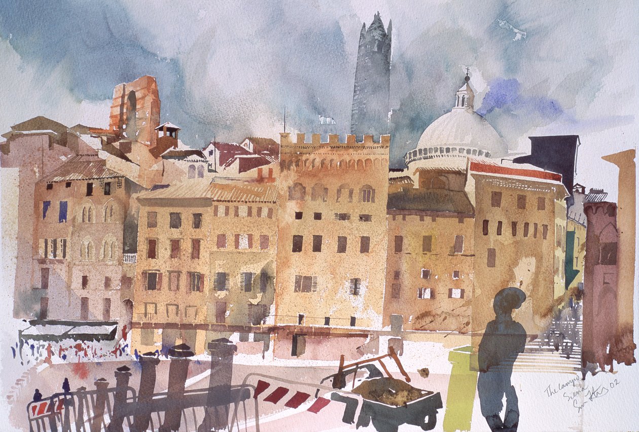 De Campo, Siena, 2002 (aquarel op papier) door Simon Fletcher