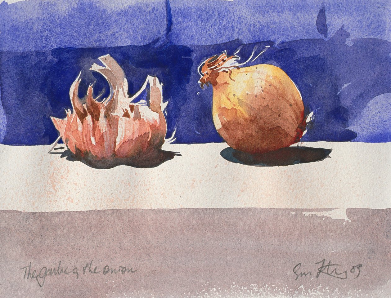 De knoflook en de ui, 2003 (aquarel) door Simon Fletcher
