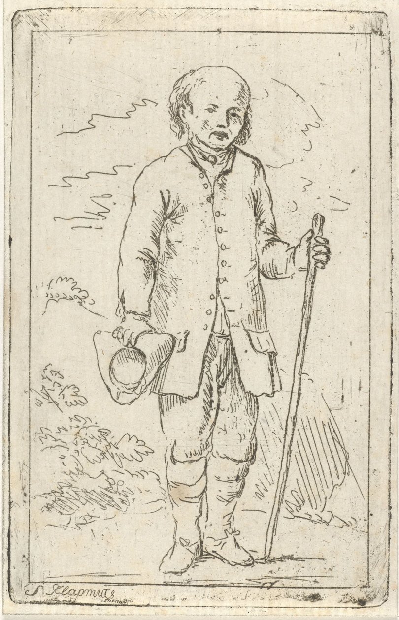 Oude man met wandelstok door Simon Klapmuts