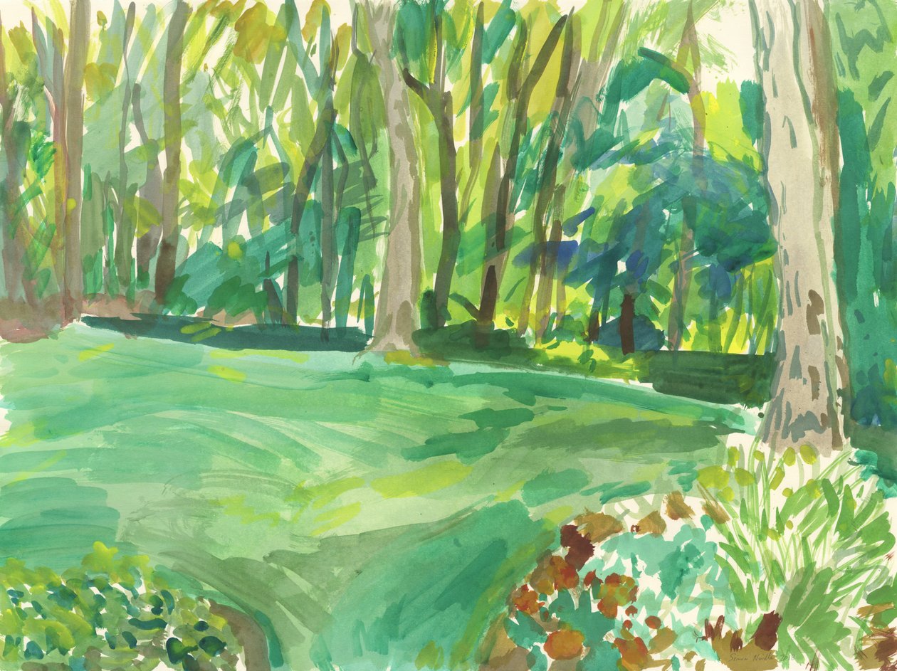 Tuin en moeras, 2018 (aquarel op papier) door Simon Neville
