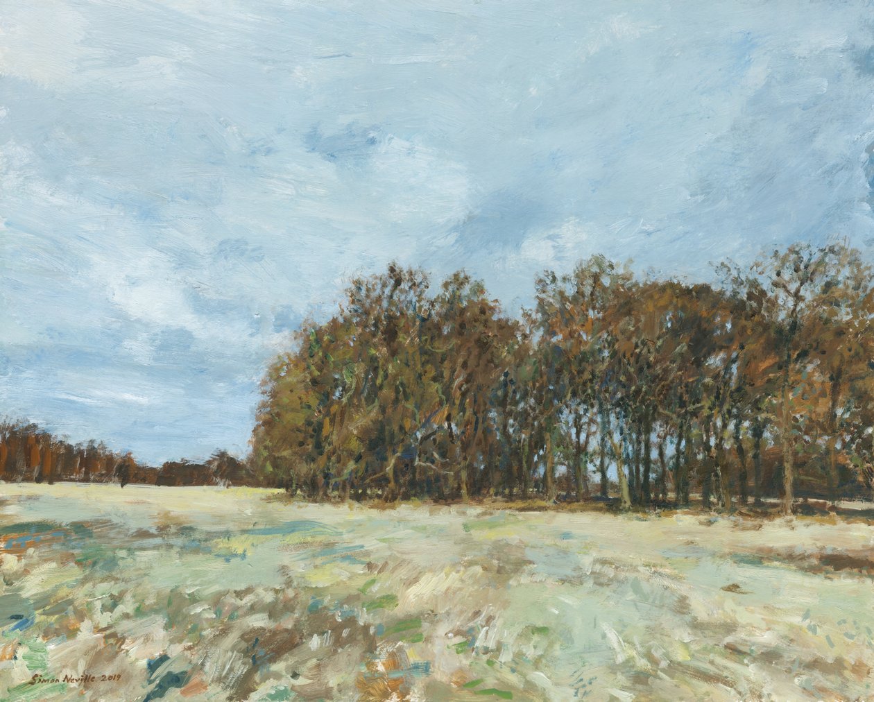 Bos, Richmond Park, 2019 (olieverf op paneel) door Simon Neville
