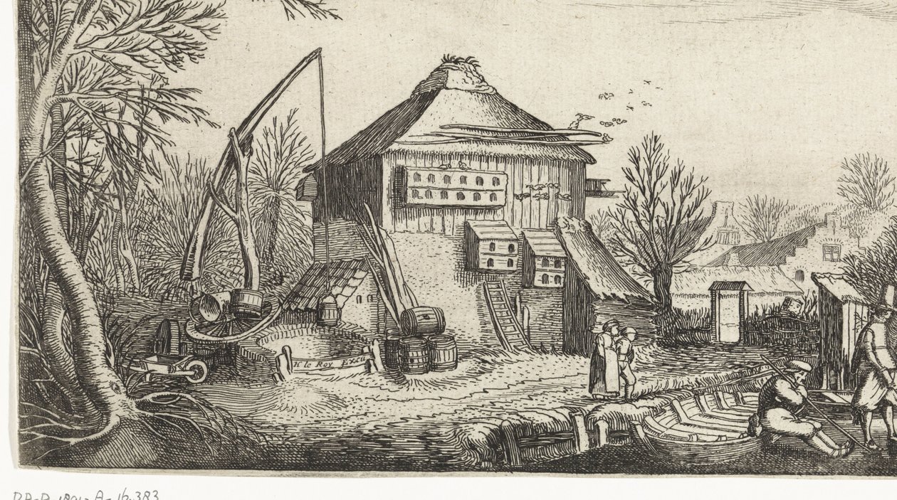 Winterlandschap met boerderij door Simon Poelenburg