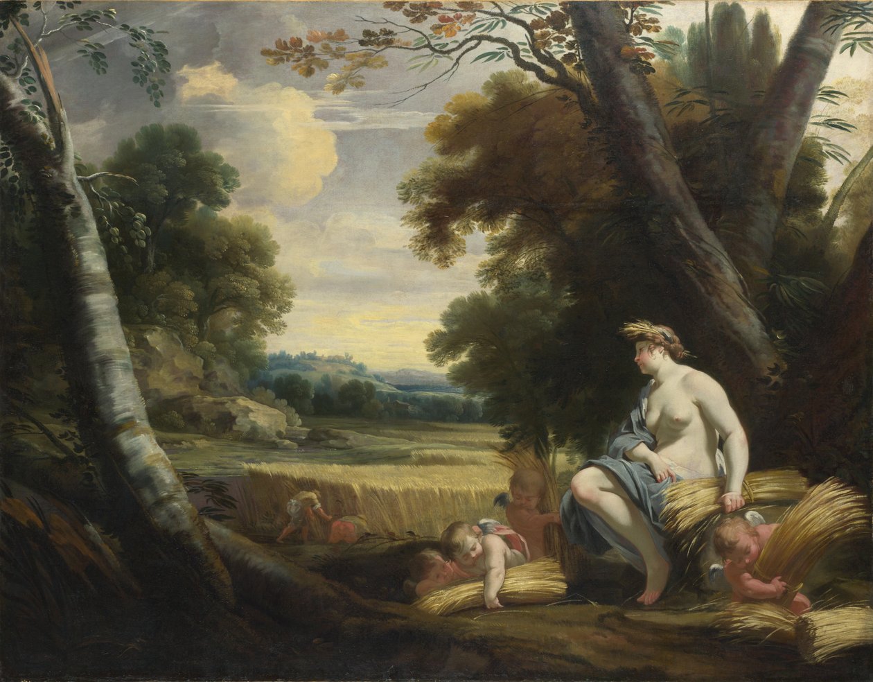 Ceres en oogstende Cupido