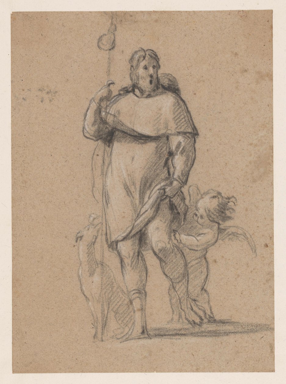 De H. Rochus met hond en engeltje door Simon Vouet
