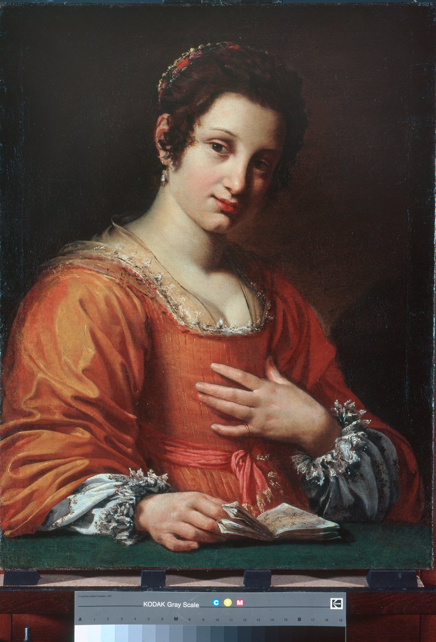 Portret van een jonge dame door Simon Vouet