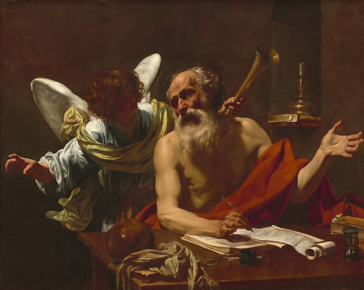 Sint Hiëronymus en de engel door Simon Vouet