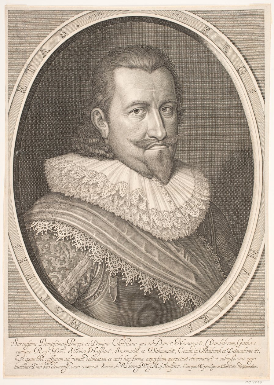 Portret van Christiaan IV door Simon de Pas
