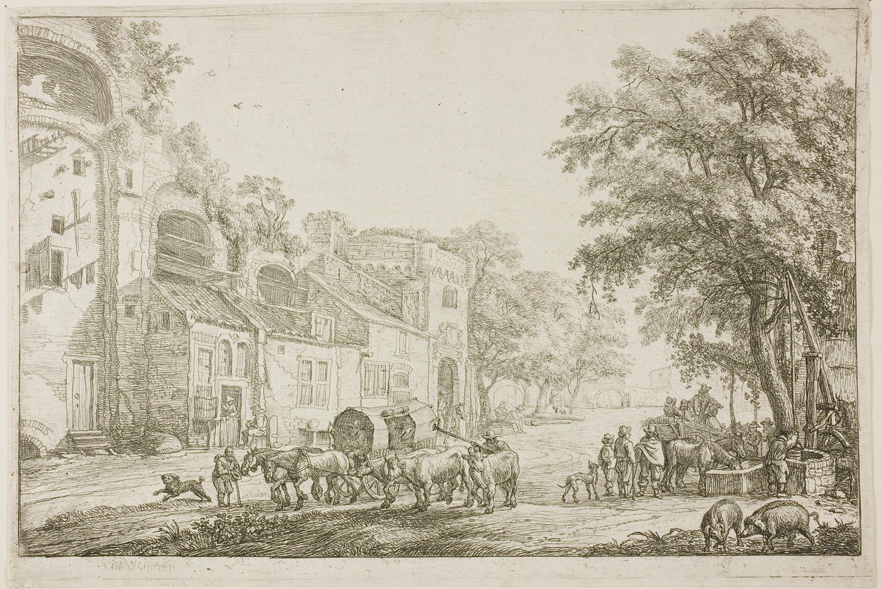 Marktstad door Simon de Vlieger
