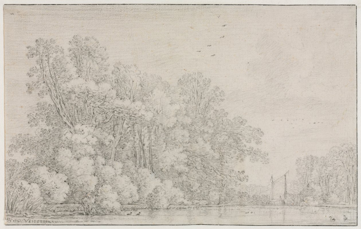 Rivierlandschap door Simon de Vlieger