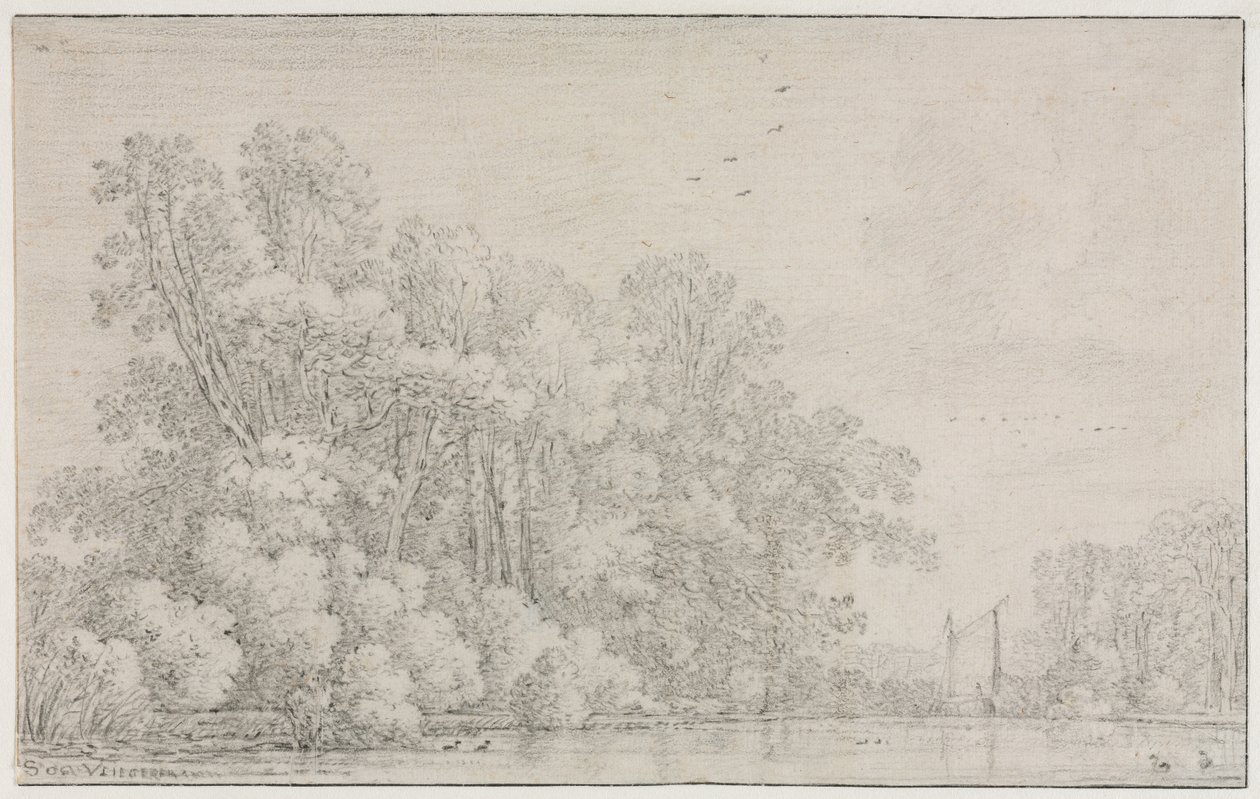 Rivierlandschap, c. 1650 door Simon de Vlieger