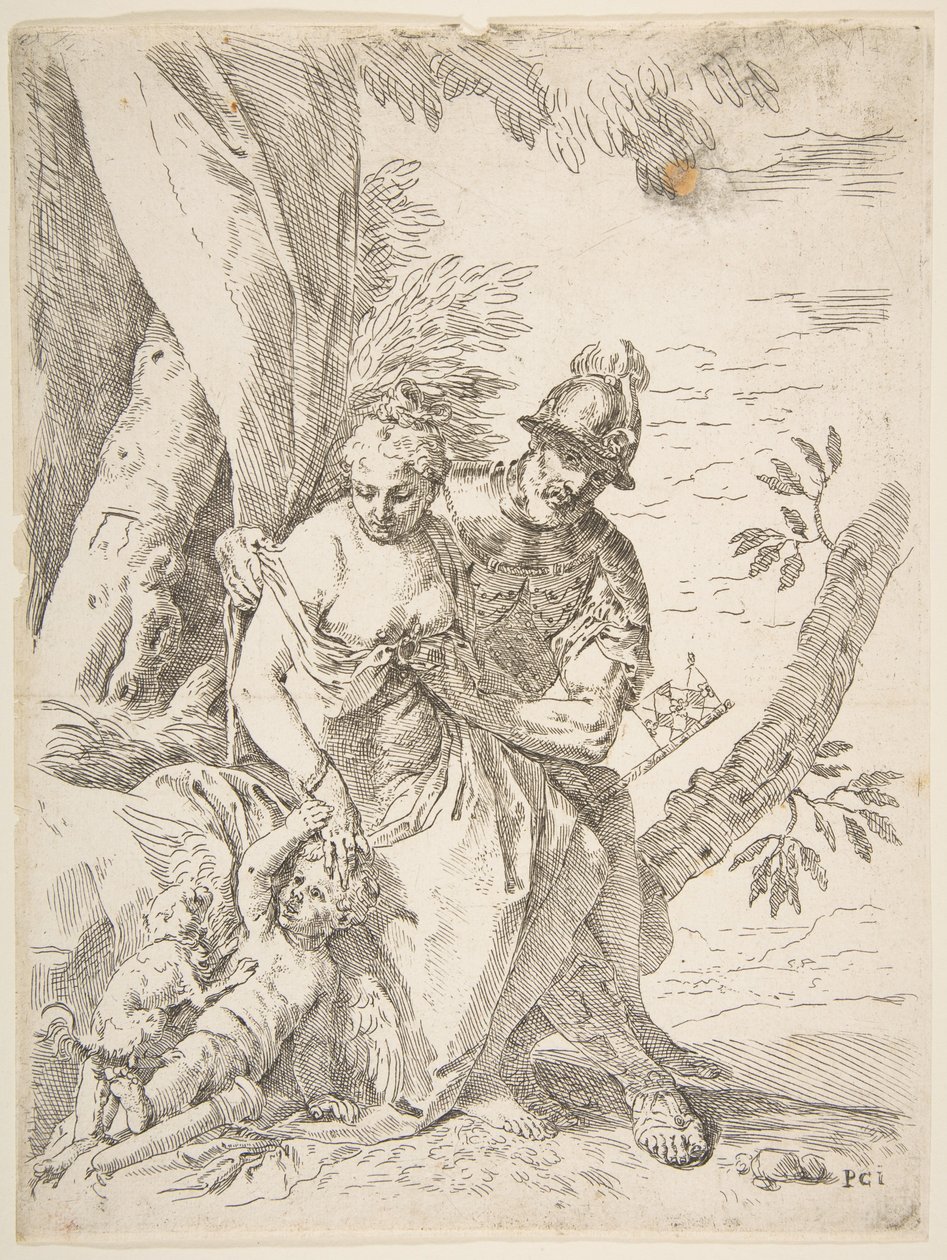 Mars, Venus en Cupido door Simone Cantarini