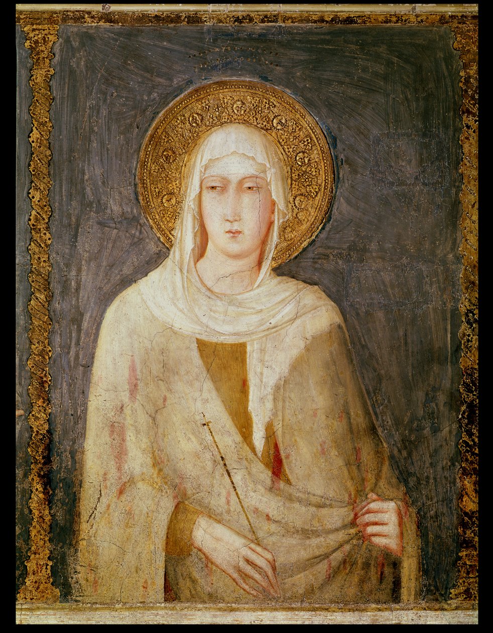 Vijf heiligen (detail van St. Clara) door Simone Martini