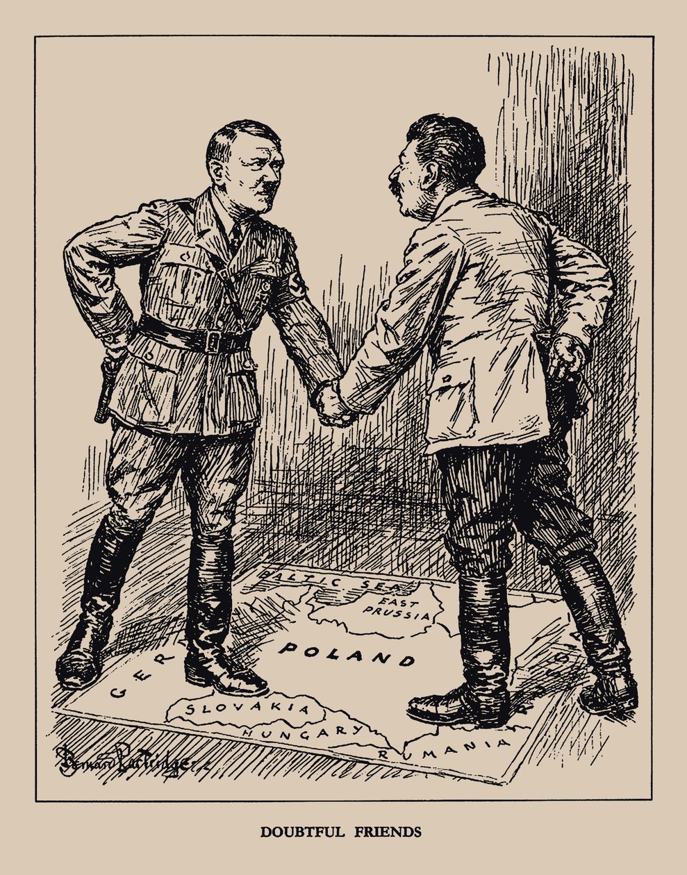 Twijfelachtige Vrienden. Punch magazine, 1939, 1939 door Sir Bernard Partridge