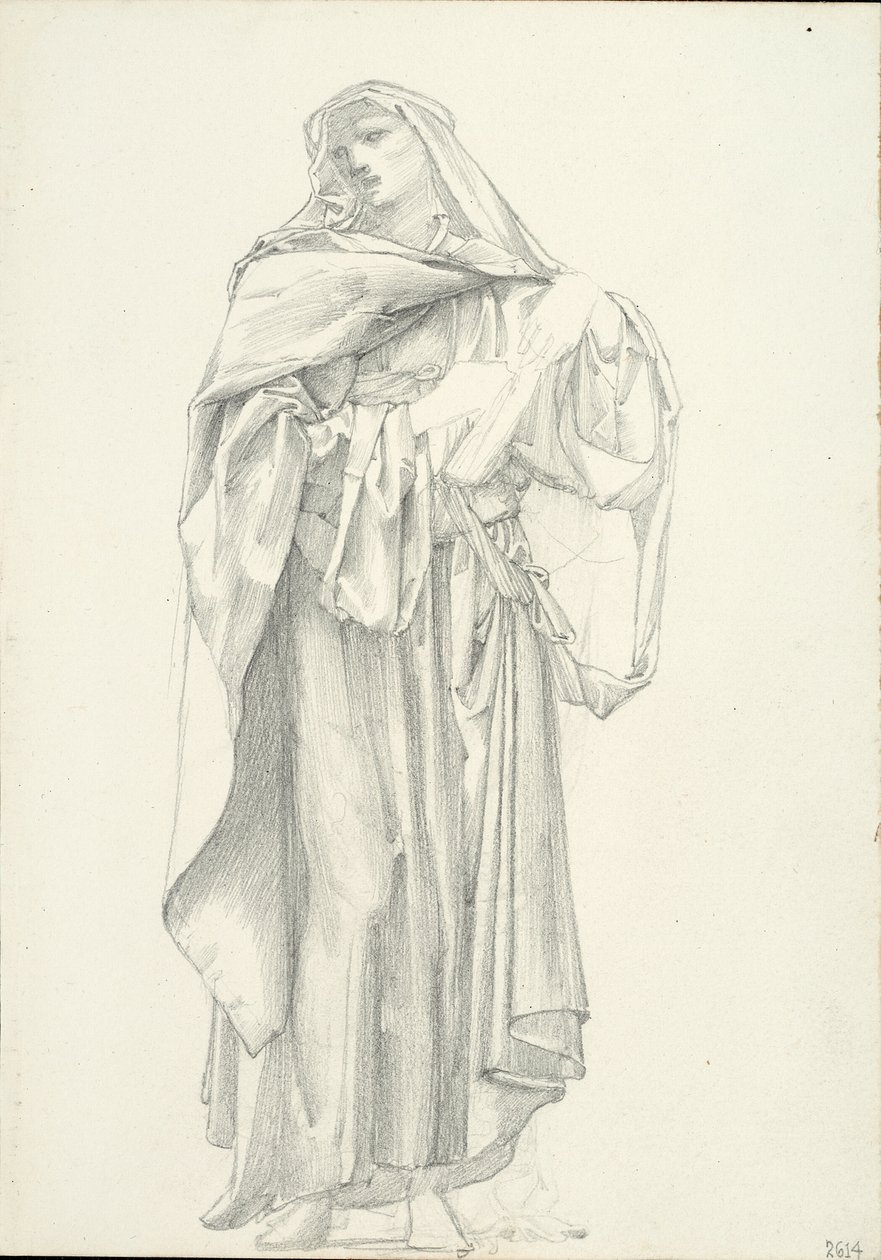 Geklede Mannelijke Figuur (schetsboek #2614) door Sir Edward Burne Jones