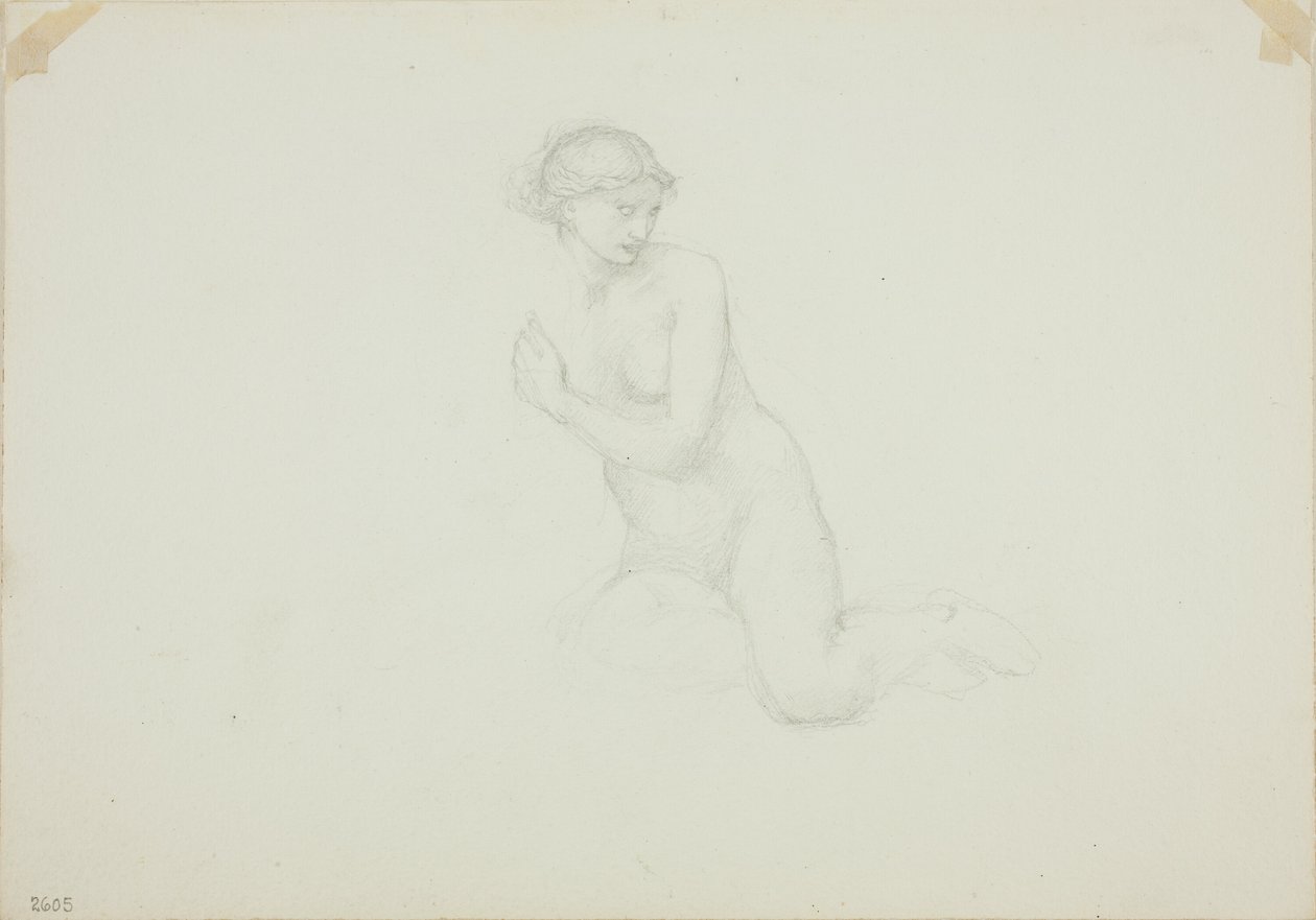 Zittende Vrouwelijke Naakt door Sir Edward Burne Jones