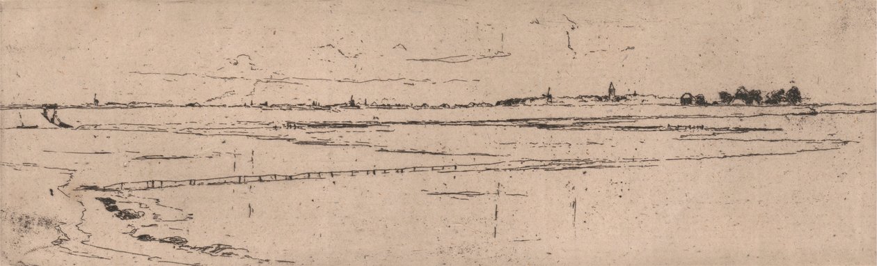 Schets van Monnikendam in de Verte door Sir Frank Short