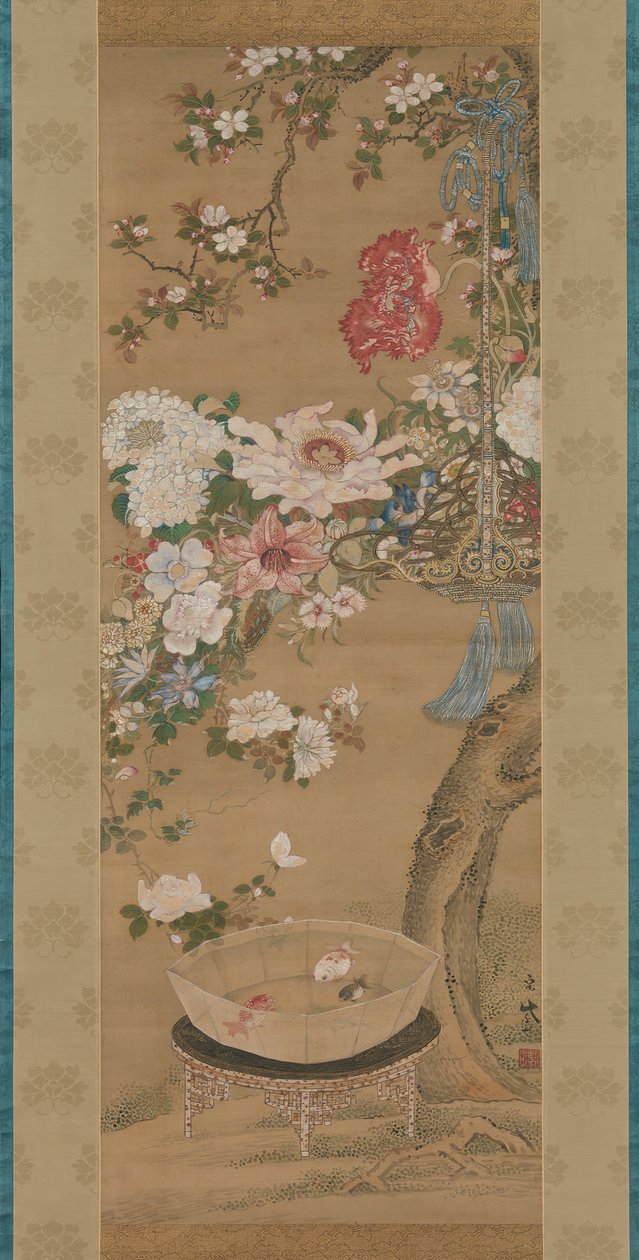 Bloemen en Goudvissen, 18e eeuw door So Shizan