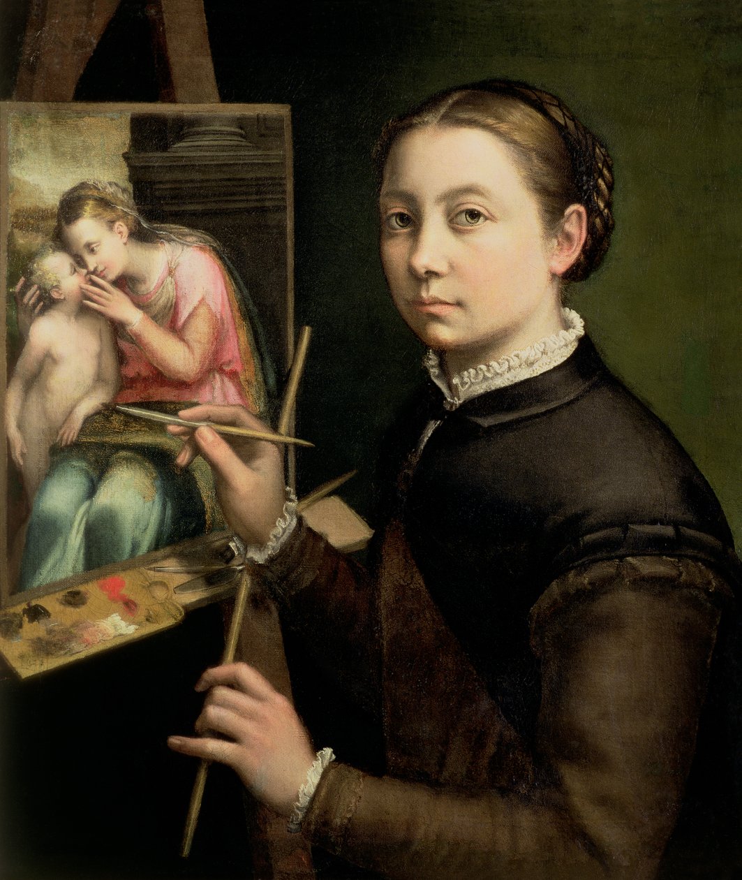 Zelfportret aan de ezel, 1556 door Sofonisba Anguissola