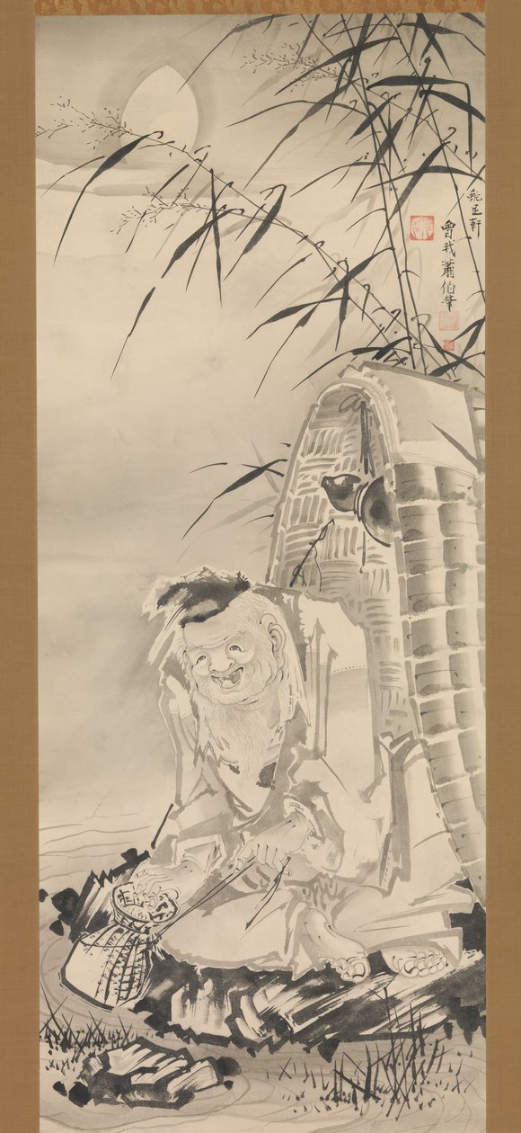 Tokaibo met een Vismand, ca. 1768 door Soga Shohaku