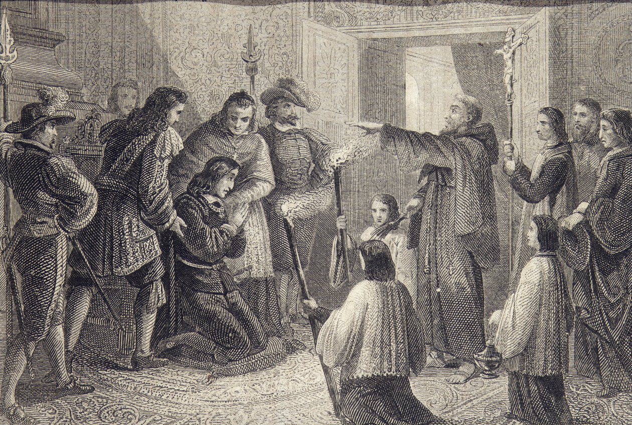 Exorcisme van Carlos II van Spanje (1665-1700) ca. 1698 door Spanish School