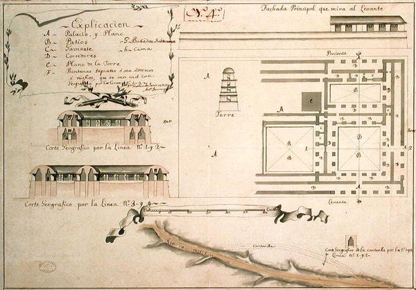 Plan van de Archeologische opgravingen van Palenque, Mexico, 1785 door Spanish School