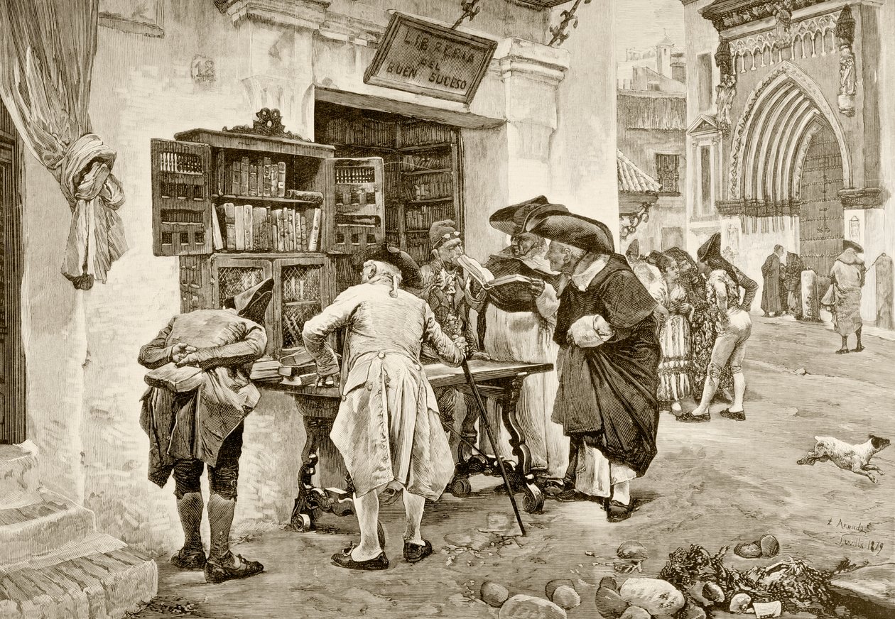 De bibliofielen, naar een schilderij van Jimenez Aranda, uit 