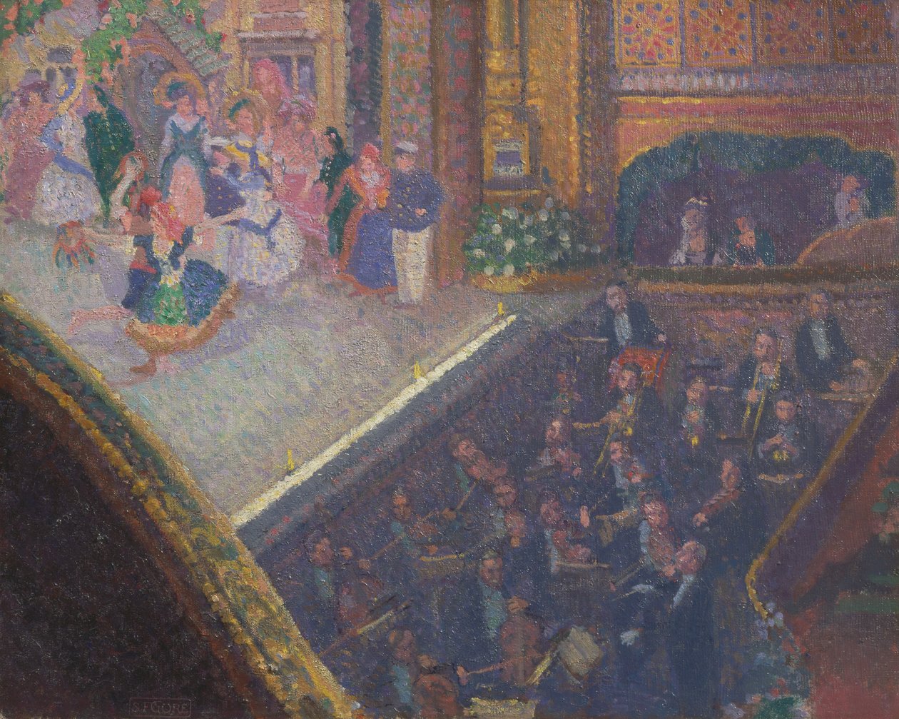 Balletscène van Op het zand door Spencer Frederick Gore